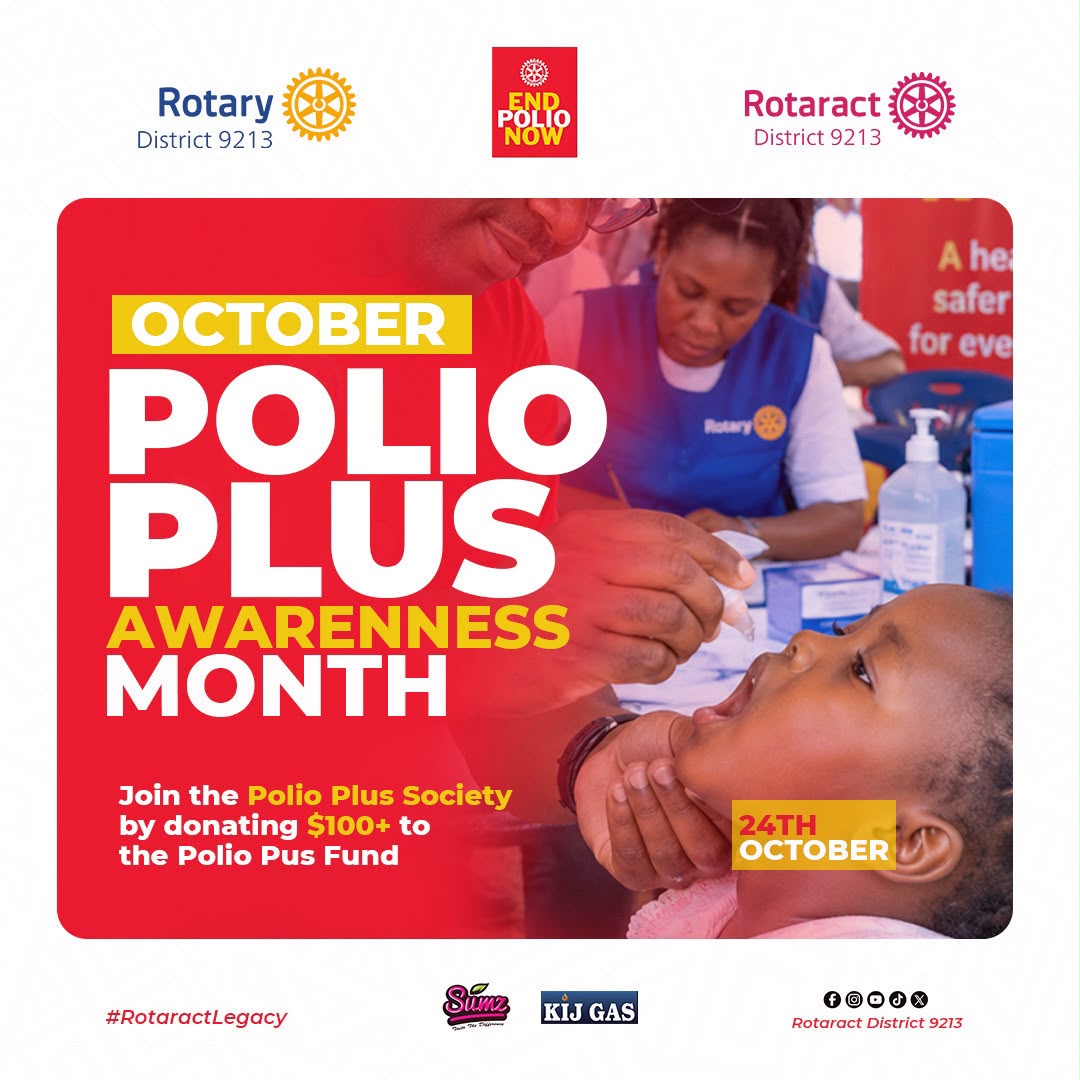 OCTOBER POLIO PLUS AWARENESS-Join the Polio Plus Society by donating $100+ to the Polio Plus Fund